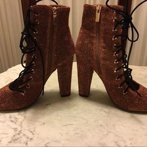 Bamboo Bronze Glitter Ankle Boots Size 9